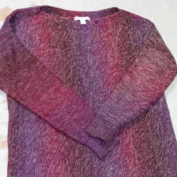 WESTPORT 1962 Pullover Sweater Burgundy Marled Lightweight Split Hem Women Med - Picture 5 of 10